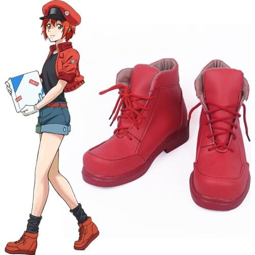 Anime Cells at Work! Cosplay Shoes Red Blood Cell Cosplay Shoes Halloween Carnival Party Hataraku Saibou Daily Leisure Shoes