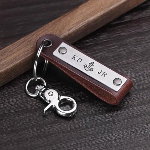 Personalized Leather Keychain - Handwriting Keyring - Custom Mens Gifts