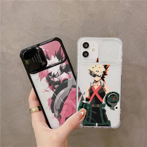 My Hero Academia Phone Case For iPhone 7 8 11 12 X XS XR MINI Pro Max Plus Slide Camera Lens Protection Anime Cartoon Fashion