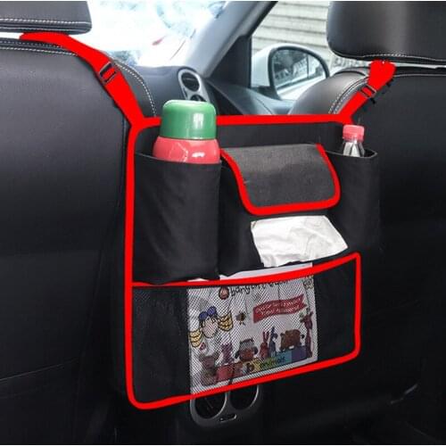 Oxford Car Backseat Central Hanging Bag Organizer Black Water Bottle Tissue Pockets Seats Gaps Storage Case Auto Accessories