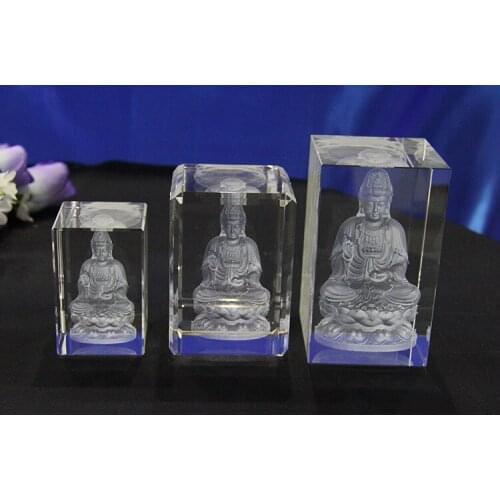 HOME # OFFICE protective-efficacious Talisman House Protection Goddess Guanyin Bodhisattva 3D crystal statue Decoration
