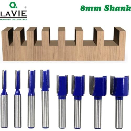 LAVIE 1pc 8mm Shank Straight Bit Tungsten Carbide Double Flute Router Bits Milling Cutter for Wood Woodwork Tool C08-002