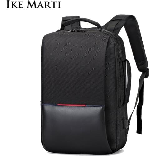 IKE MARTI Men Backpack For Laptop 15.6 Inch Business Work A4 Travel Daypack Charging Waterproof Male Mochila Black Backpacks