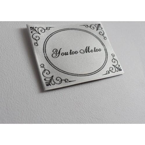 Customize 1000 pcs/lot Wood shuttle satin woven label cutomized selvage edge damask clothing labels fabric sewing tags