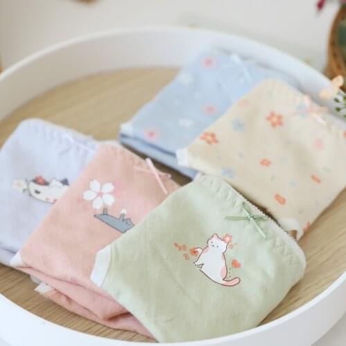Kawaii pure cotton cats Seamless Panties women Summer sweet Cherry young girl Panties lingerie women Panties N723