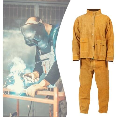 Suit High-neck Heat-resistant Male Cowhide Welding Clothing Flame-retardant And Splash-proof Welding Clothing