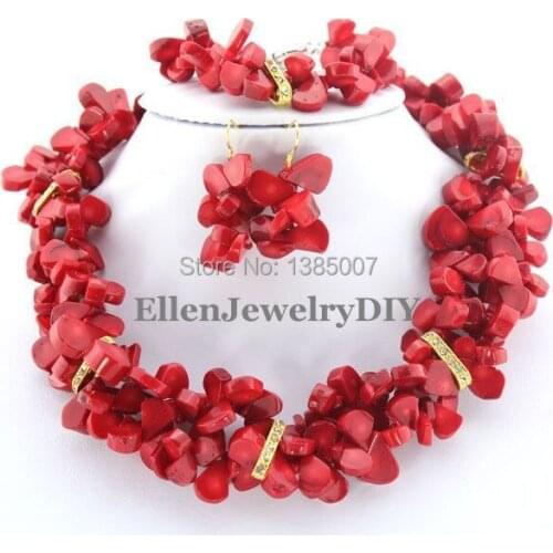 Beautiful Red Coral Jewelry Set African Beads Coral Necklace Wedding Gift Bridesmaid Necklace Nigerian Jewelry Sets
