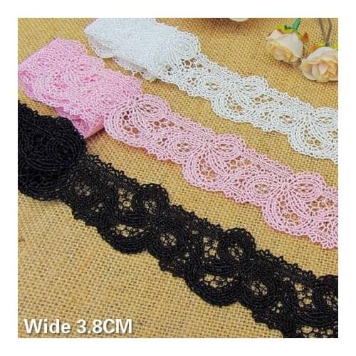 3.8CM Wide Exquisite White Black Pink Embroidered Lace Applique Dress Collar Neckline Trimmings Sewing DIY Guipure Decor