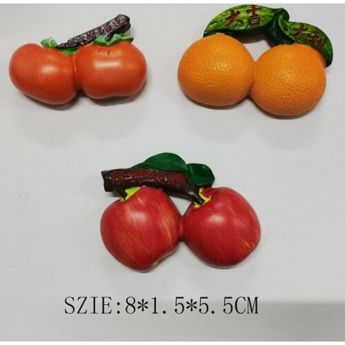 Amazonas Hot Selling Home Decoration Sticker Simulation Fruit Apple Olange Persimmon Fridge Magnet Message Paper Holder