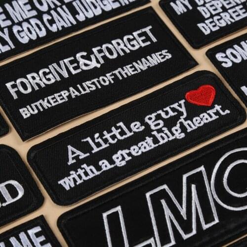 50 Pcs/lot Fashion Embroidery Patches Black Letter Closing Decoration Fun Motto Boutique DIY Badge Iron Heat Transfer Sticker