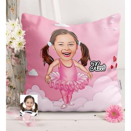 Personalized Female Child Caricature Of Satin pillow