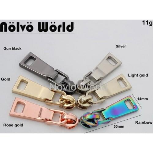 50pcs 7 colors 40*14mm zipper slider with pull head 5# metal teeth 5# nylon teeth