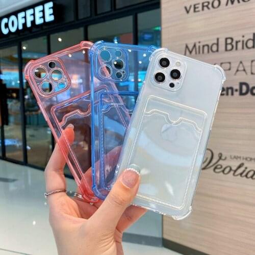 Card Slot PC Rubber Soft Coner Bumpers Protective Shockproof Phone Case for iPhone 12 Pro Max/ iPhone 12 Pro/ iPhone 12 and Mor