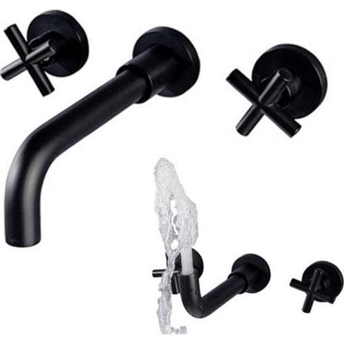 Bathroom Faucet Three-hole Hot And Cold Washbasin Faucet Into The Wall Three-hole Faucet Basin Chrome Faucets Wall mounted