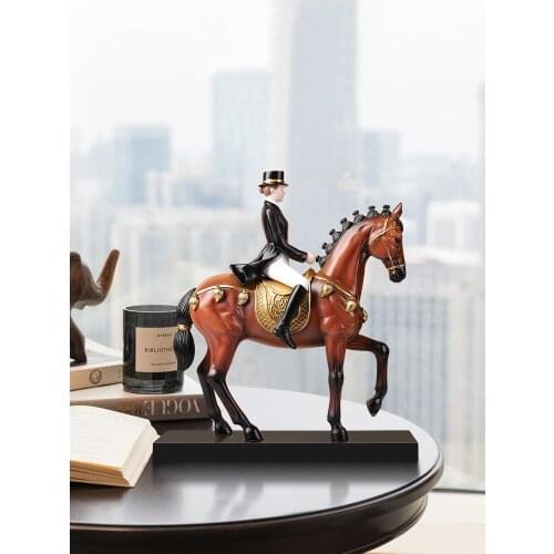 Simple style gentleman equestrian statue prince horse riding home living room bedroom decoration office furnishings as gifts