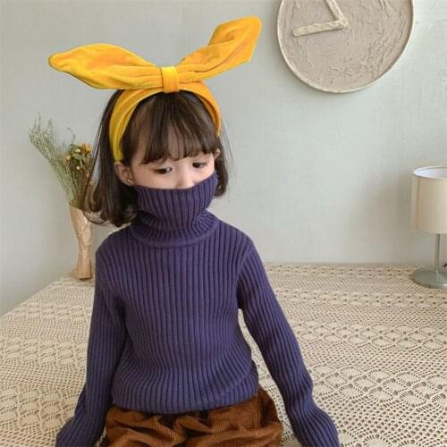 Girls Sweater Kids Coat Outwear 2021 Turtleneck Plus Velvet Thicken Warm Winter Autumn Knitting Tops Cotton Cardigan Childrens