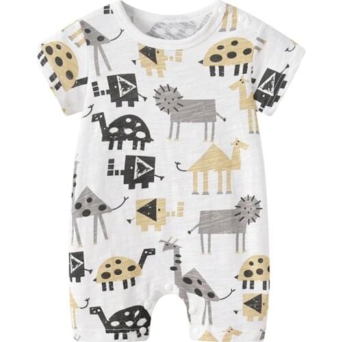 Thin soft cotton yarn, cloth neonatal short-sleeved summer breathable absorbent baby climb clothes jumpsuits