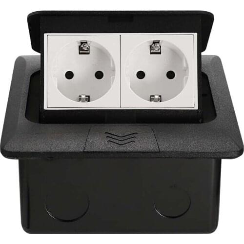 Pop Up Floor Socket 16A EU Standard Power Outlet Aluminium alloy socket Charging Port 5V 1A French socket computer socket