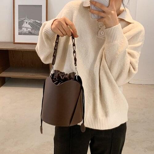 High Quality PU Leather Bucket Bags Womens Trend Branded Handbag Lady Shoulder Crossbody Bag Daily Shoulder Crossbody Bags