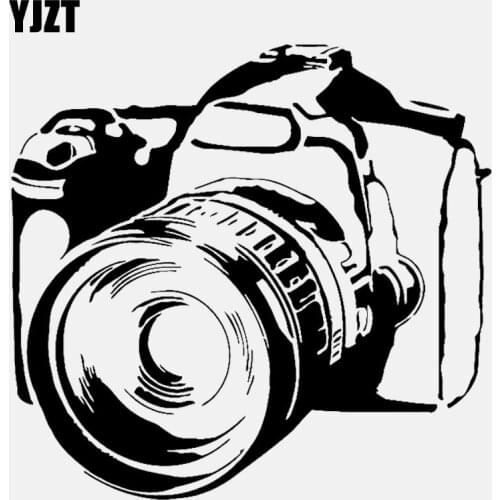 YJZT 15.1CM*14.4CM Personality Photo Camera Video Vinyl Black/Silver Car Sticker C22-0817