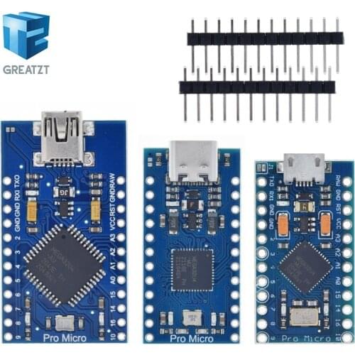 Pro Micro ATmega32U4 5V 16MHz Replace ATmega328 For Arduino Pro Mini With 2 Row Pin Header For Leonardo Mini Usb Interface