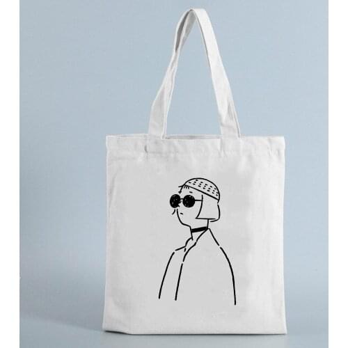 Women Canvas Shopping Tote Bag Cartoon character Pattern Reusable Eco Fashion Ladies Shopper Bag 2021 Female Travel canvas Bags