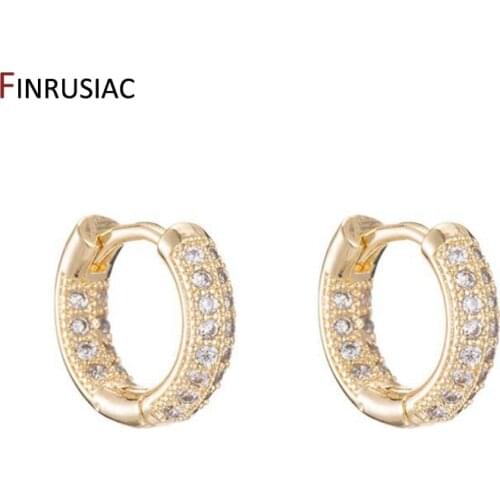 2020 New Trendy Round Circle Zircon Rhinestone Hoop Earrings Gold Plated Korean Earring For Women Jewelry