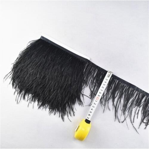 1yards fluffy Black ostrich feathers trims sideband 10-15cm width Suitable for skirts/dresses/apparel party DIY crafts plumas