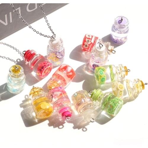 10pcs/lot Transparent Glass Bottle Pendant Dried Flower Plants Pendant Charms Handmade Pendant For Diy Bracelet Jewelry Making