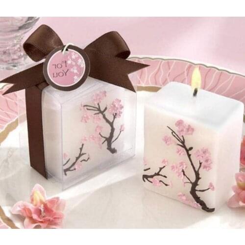 100pcs/lot Cherry Blossom Candle Romantic Wedding Favor Party Candle Decorative Baby Shower Gift SN491