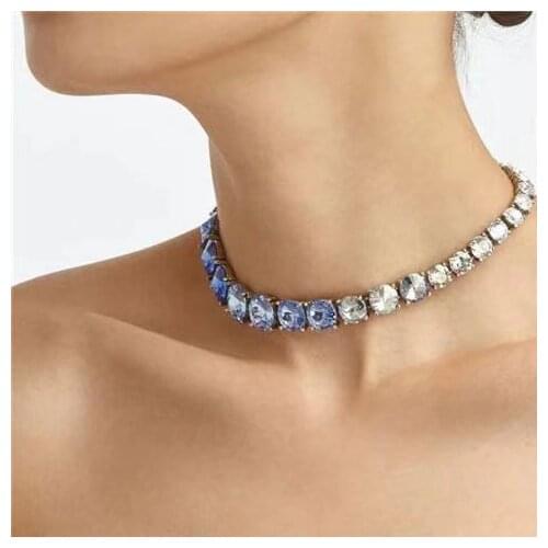 2021 Luxury Fashion Glass Crystal Womens Necklace Stud Earring Jewelry For Party