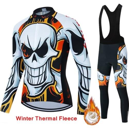 2021 Triathlon Winter Mens Thermal Fleece Long Sleeve Cycling Clothing MTB Ropa Ciclismo Bike Clothes Cycling Bib Pants Set