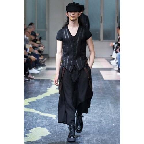 27-44 ! 2016 New Mens clothing GD Summer Loose pants culottes wide leg pants Ankle length trousers Stage singer costumes