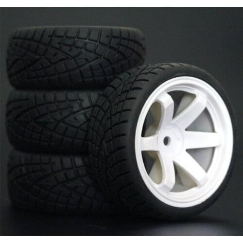 4pcs 1/10 On-Road Car Tires 26*64MM Plastic Wheel Rim Rubber Tyre 702 for HSP Tamiya HPI Kyosho 94122 94123 D3 D4 tt02