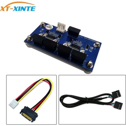 9pin USB Header Male 1 to 4 Male Extension Cable Card USB 2.0 HUB 9 pin Connector Adapter + SATA Power Magnetic Base for Desktop