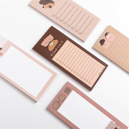 50 Sheets Cute Cartoon Bear Memo Pad Portable Tearable Notepads Message Notes Planner Stickers School Office Supplies