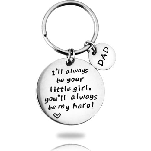 3Pcs/Lot Stainless Steel Mirror Polish Be Your Little Gril Letter Key Chain Key Ring For Dad Mom Jewelry Gift