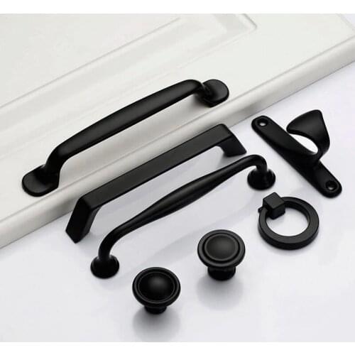 Black Handles for Furniture Handles Cabinet Knobs and Kitchen Handles Drawer Knobs Pulls Cupboard Handles Knobs Aluminium Alloy