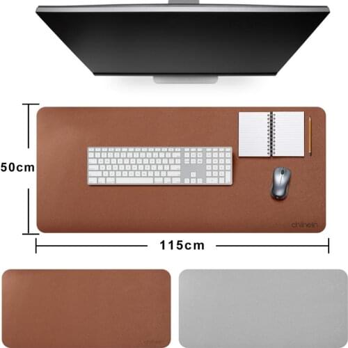 Chihein 115*50cm Large Mouse Pad PU Leather Desk Mat Business Office Home Table Pad for Laptop Keyboard Double Side Color Using