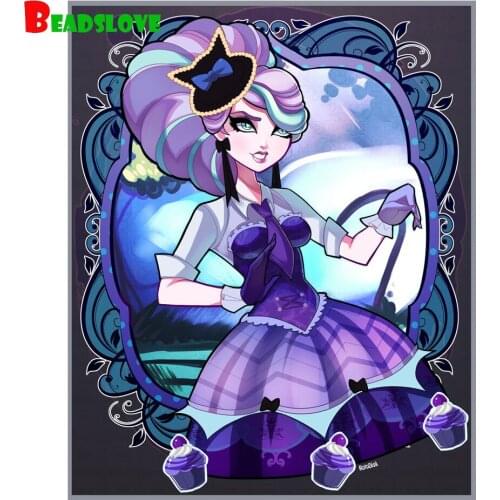 Diy diamond painting Cute Blue girl 5d diamond embroidery full square rhinestone cross stitch mosaic Diamond puzzle B111