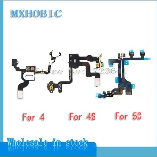 Power Flex Cable For iPhone 5C 4 4G 4S Mute Volume Switch On Off Ribbon Flex Cable Replacement Parts