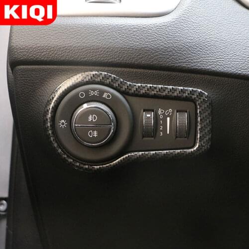 KIQI Car Headlight Fog Lamp Switch Button Decoration Cover Trim Stickers for Jeep Compass 2017 2018 2019 2020 Accessories