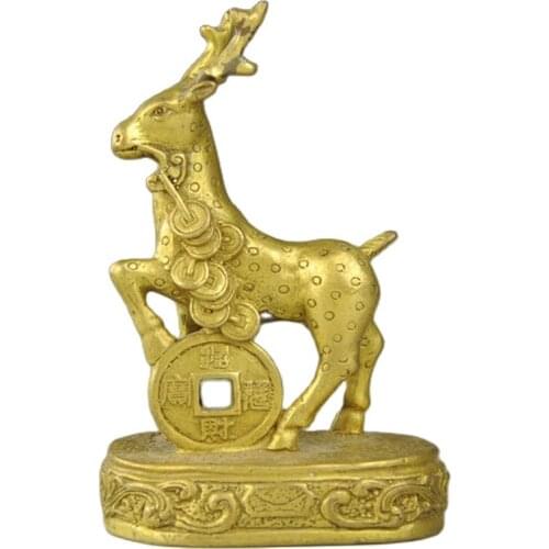 Chinese Old Traditional Culture Brass Bronze statue Lucky Zodiac Money Sheep