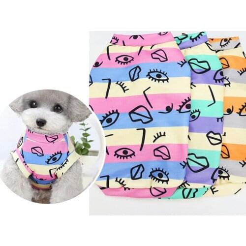 Summer Thin Dog Vest Graffiti Print Dog Clothes Spring Pet Jacket For Yorkshire Chihuahua Shirt Vest Outfit For Dogs T-Shirt