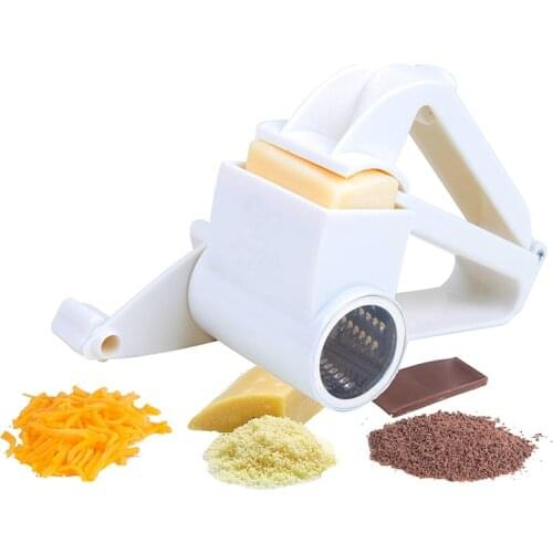 LMETJMA Multipurpose Rotary Cheese Grater Stainless Steel Cheese Grater Cutter Slicer Butter Chocolate Grater Grinder KC0270