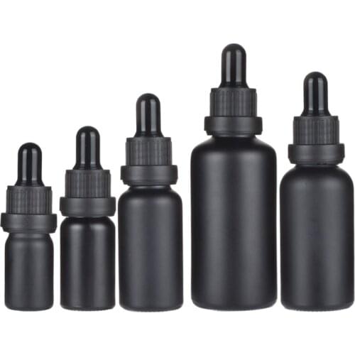 6pcs/lot 5ml 10ml 15ml 20ml 30ml 50ML 100ML Matt Black Glass Bottle With Dropper Essential Oil Bottle Perfume bottle
