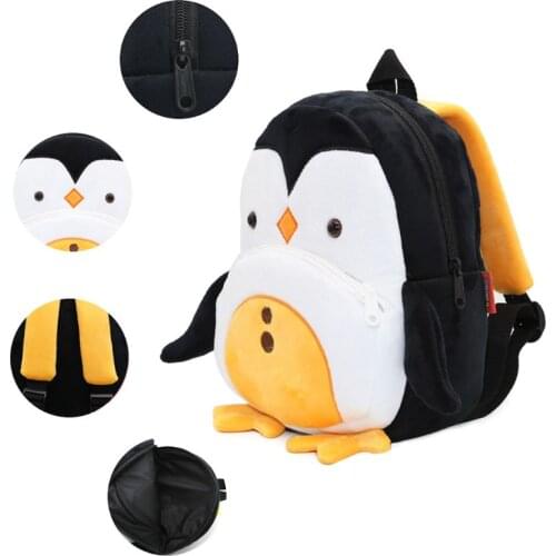 Cute Penguin Toddler Backpack Soft Plush Kids Schoolbag Snack Toy Shoulder Bag 4XFF