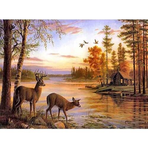 Nature DIY Cross Stitch 11CT Embroidery Kits Craft Needlework Set Cotton Thread Printed Canvas Home Decoration Room
