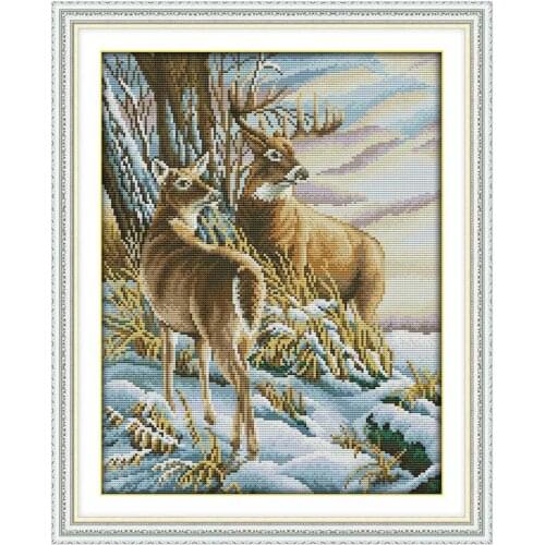 ONEROOM Deer counted Cross Stitch 11CT 14CT Cross Stitch Set Wholesale DIY animals Cross-stitch Kit Embroidery Needlework