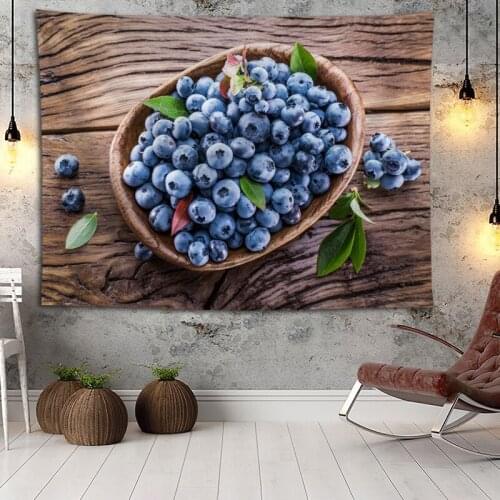 Fruit Blueberry Wall Hanging Tapestry Boho Decoration Home Decor Tapestries Custom Logo For Party Festival Gifts Wall Carpet